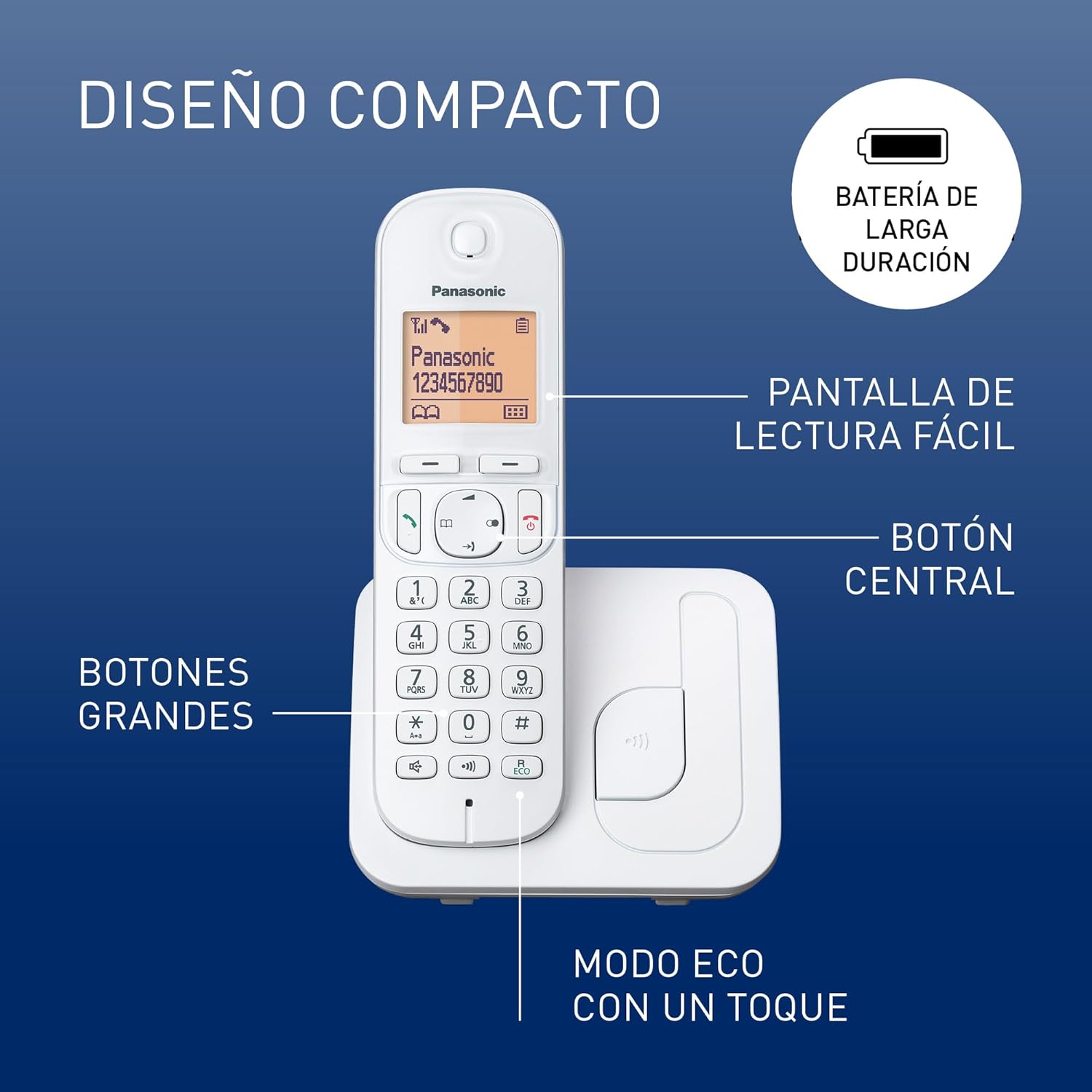Telefone Sem Fios Panasonic KX-TG210SP/ Branco - Imagem 2