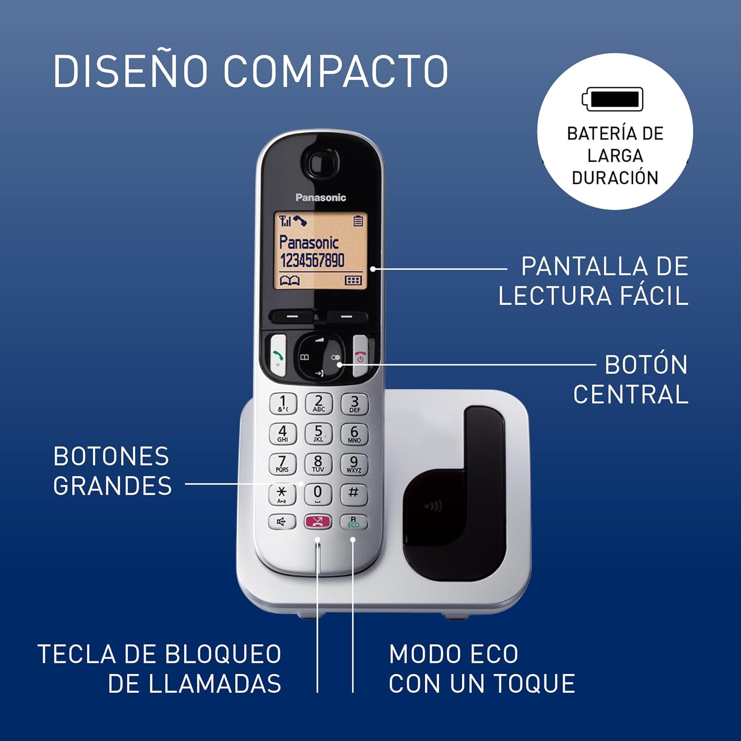 Telefone Sem Fios Panasonic KX-TGC250SPS/ Prateado - Imagem 2