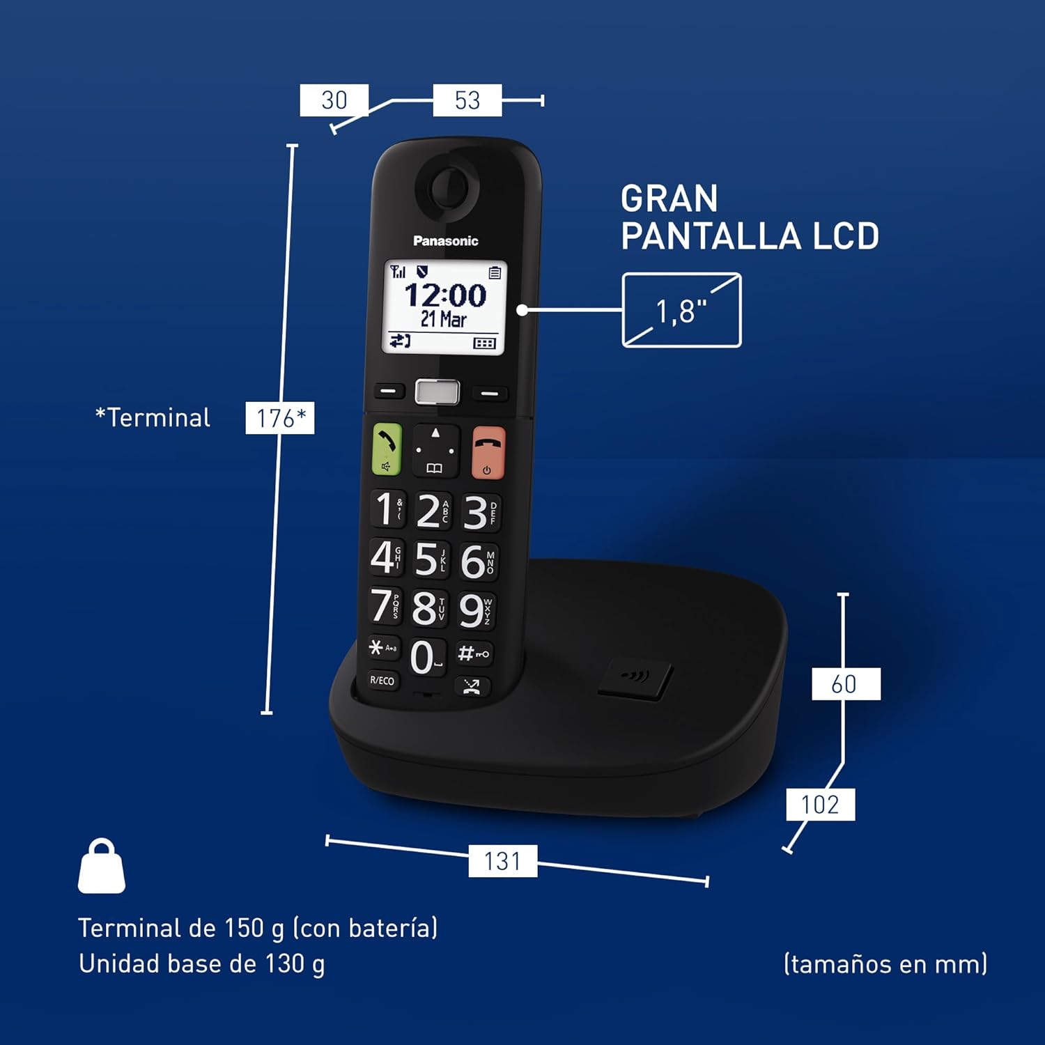 Telefone Sem Fios Panasonic KX-TGU110/ Preto - Imagem 7