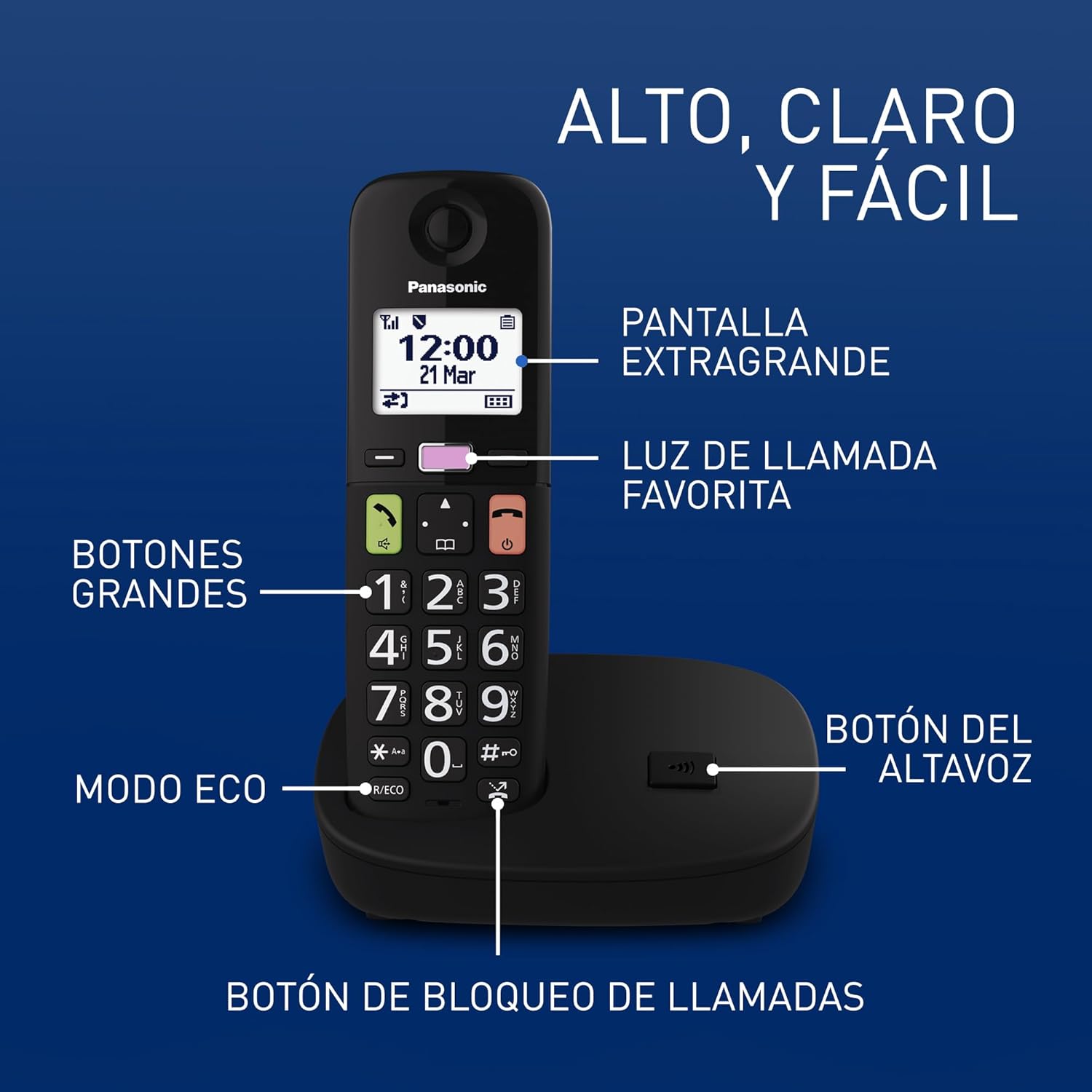 Telefone Sem Fios Panasonic KX-TGU112EXB/ Pack DUO/ Preto - Imagem 2