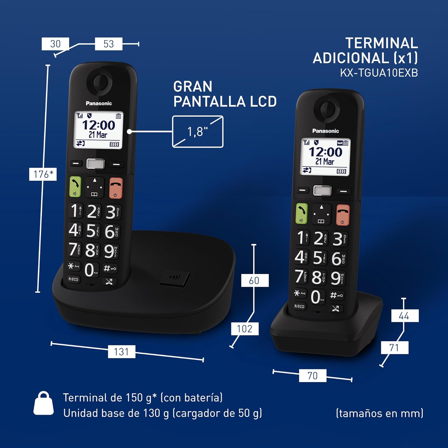 Telefone Sem Fios Panasonic KX-TGU112EXB/ Pack DUO/ Preto - Imagem 7
