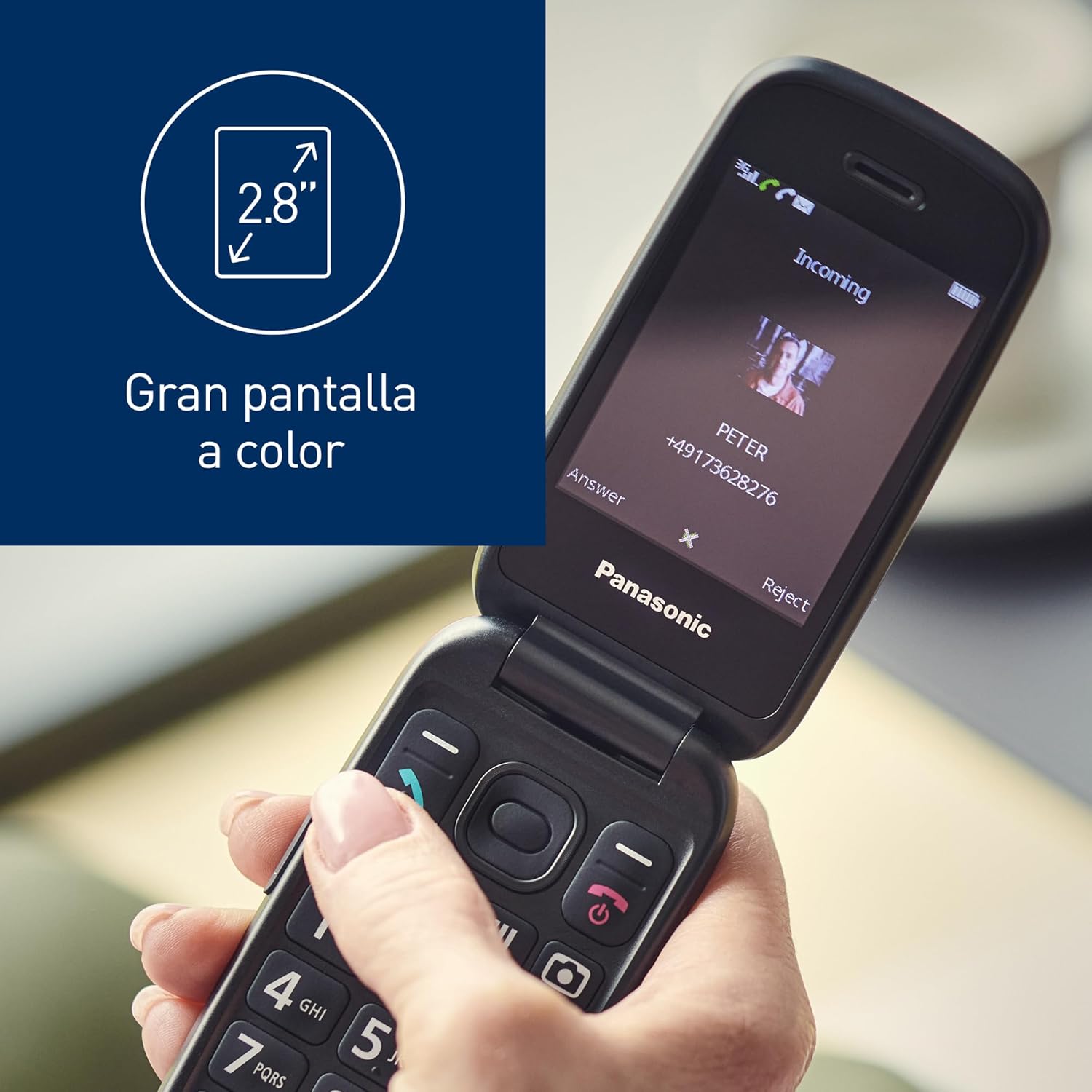 Telemóvel Panasonic KX-TU550 para Idosos / Preto - Imagem 4