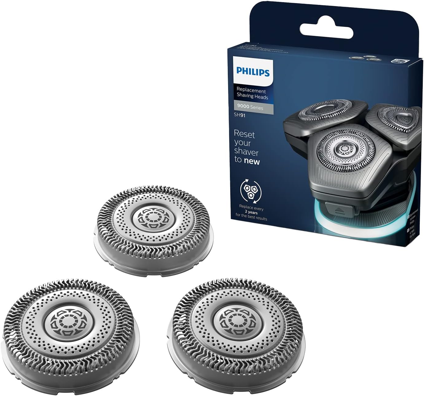 Cabeças de Substituição Philips SH91 para Máquina de Barbear Séries 9000 e 8000 Pack 3