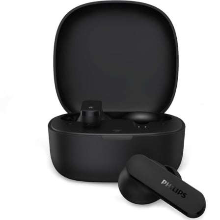 Auriculares Bluetooth Philips TAT2100BK True Wireless 36h Autonomia 4 Microfones Bluetooth 6.0 Pretos
