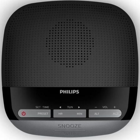 Rádio Despertador Philips TAR3305 Digital FM Alarme Duplo Temporizador Preto - Imagem 3