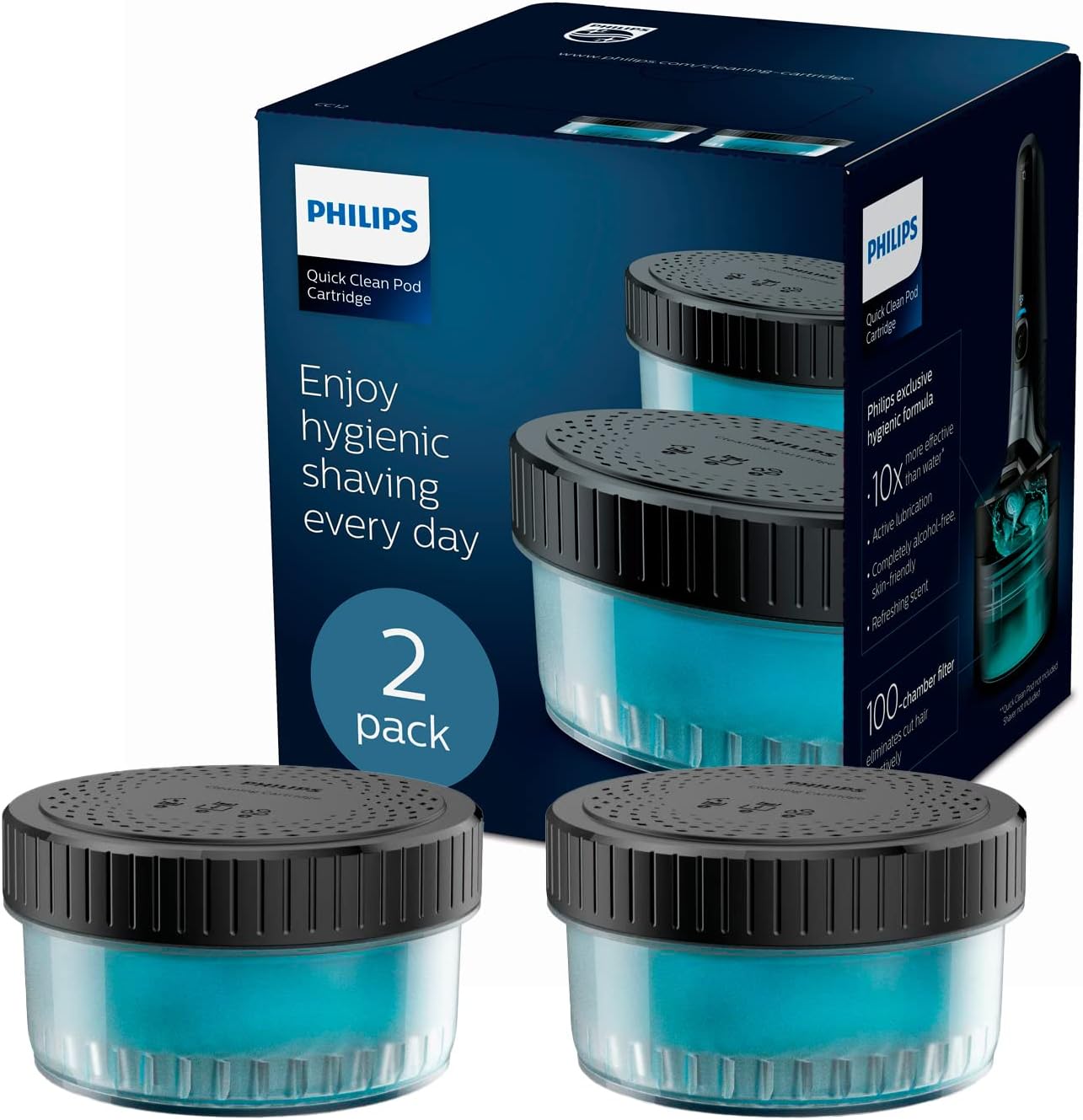 Cartuchos de Limpeza Rápida Philips CC12/50 para Máquinas de Barbear 2 Unidades 160ml