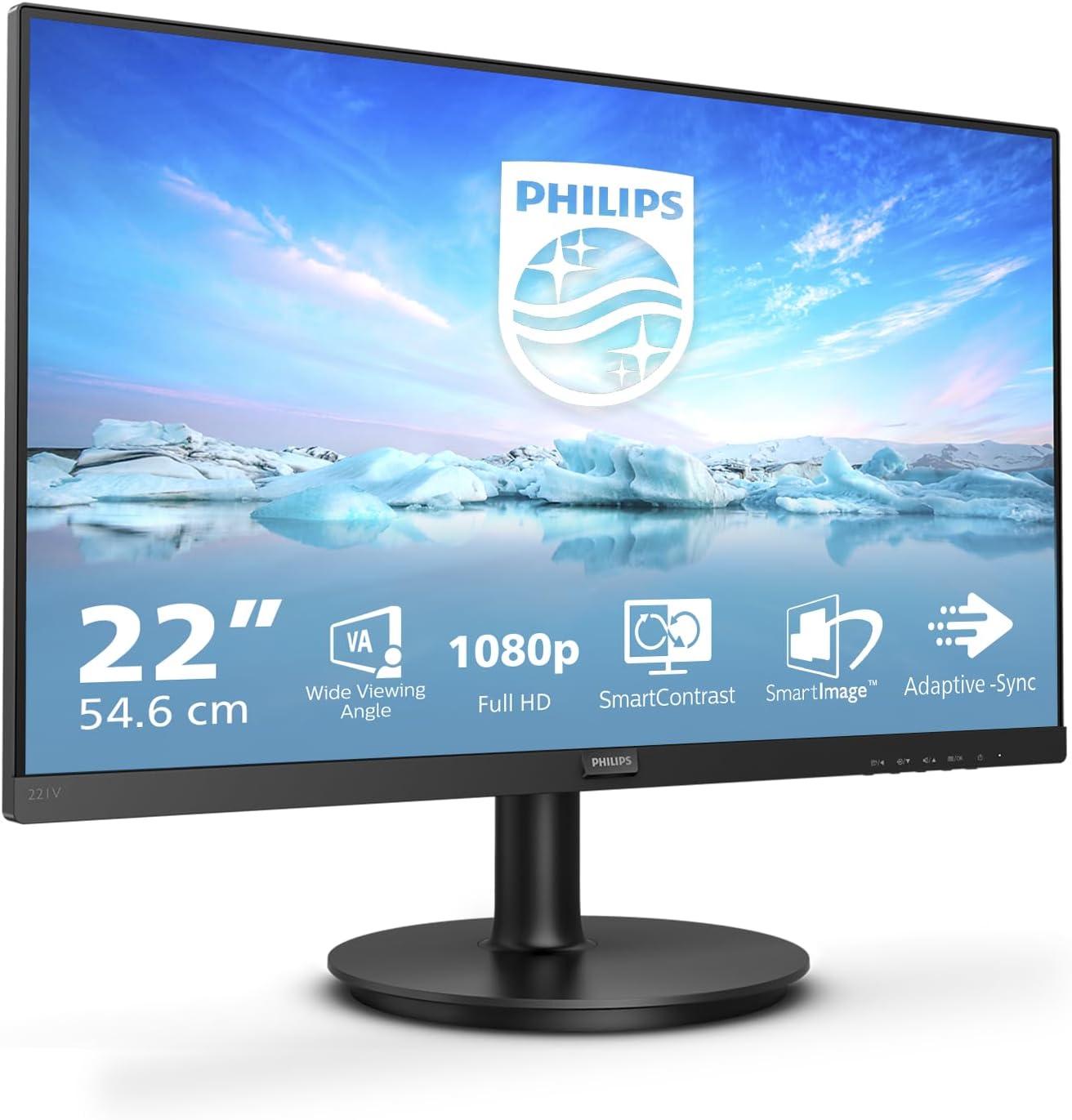 Monitor Philips V-Line 221V8A 21.5"/ Full HD/ Multimédia/ Preto