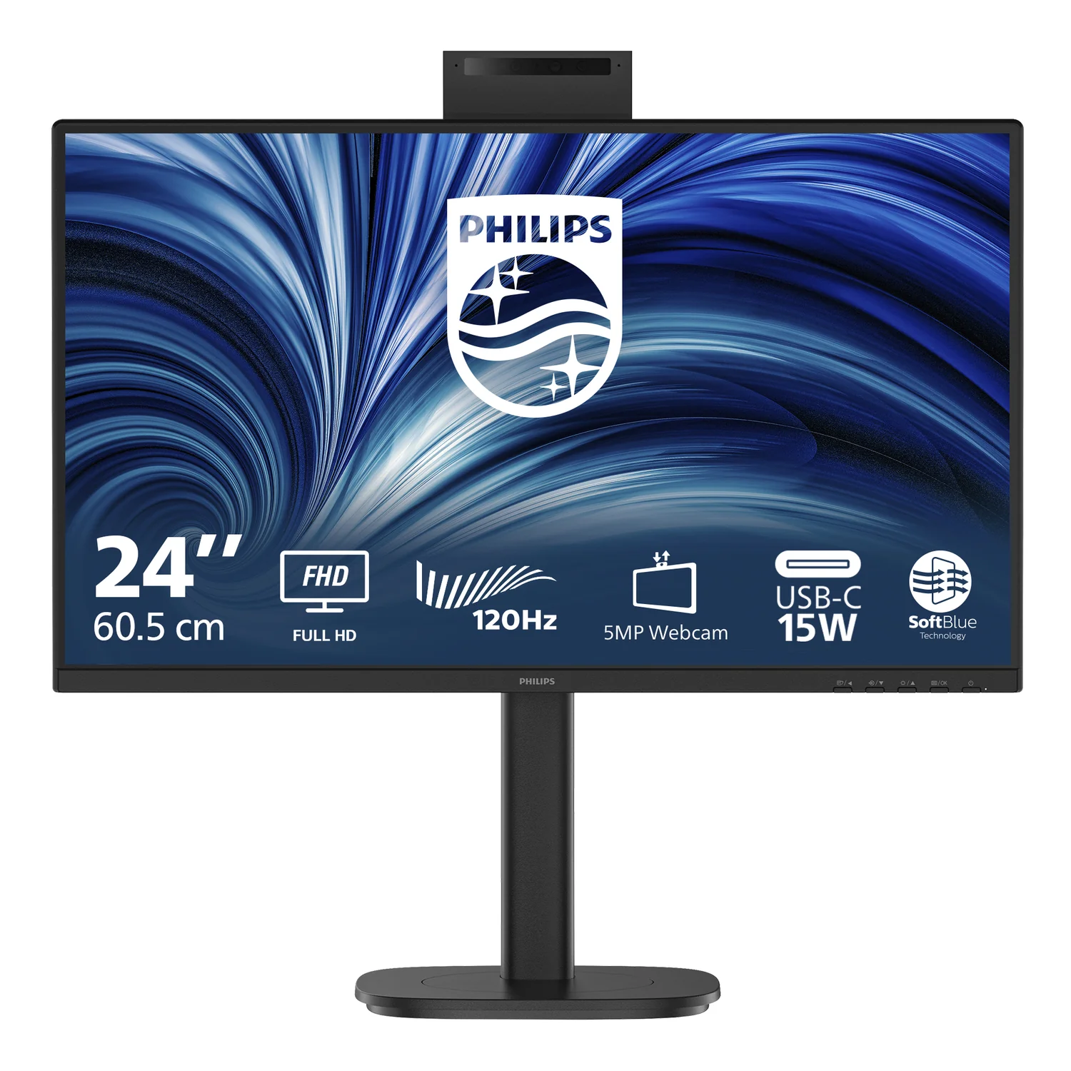 Monitor PHILIPS 24B2N3200JH 23.8" Full HD IPS 120Hz Webcam Colunas Ajustável Preto