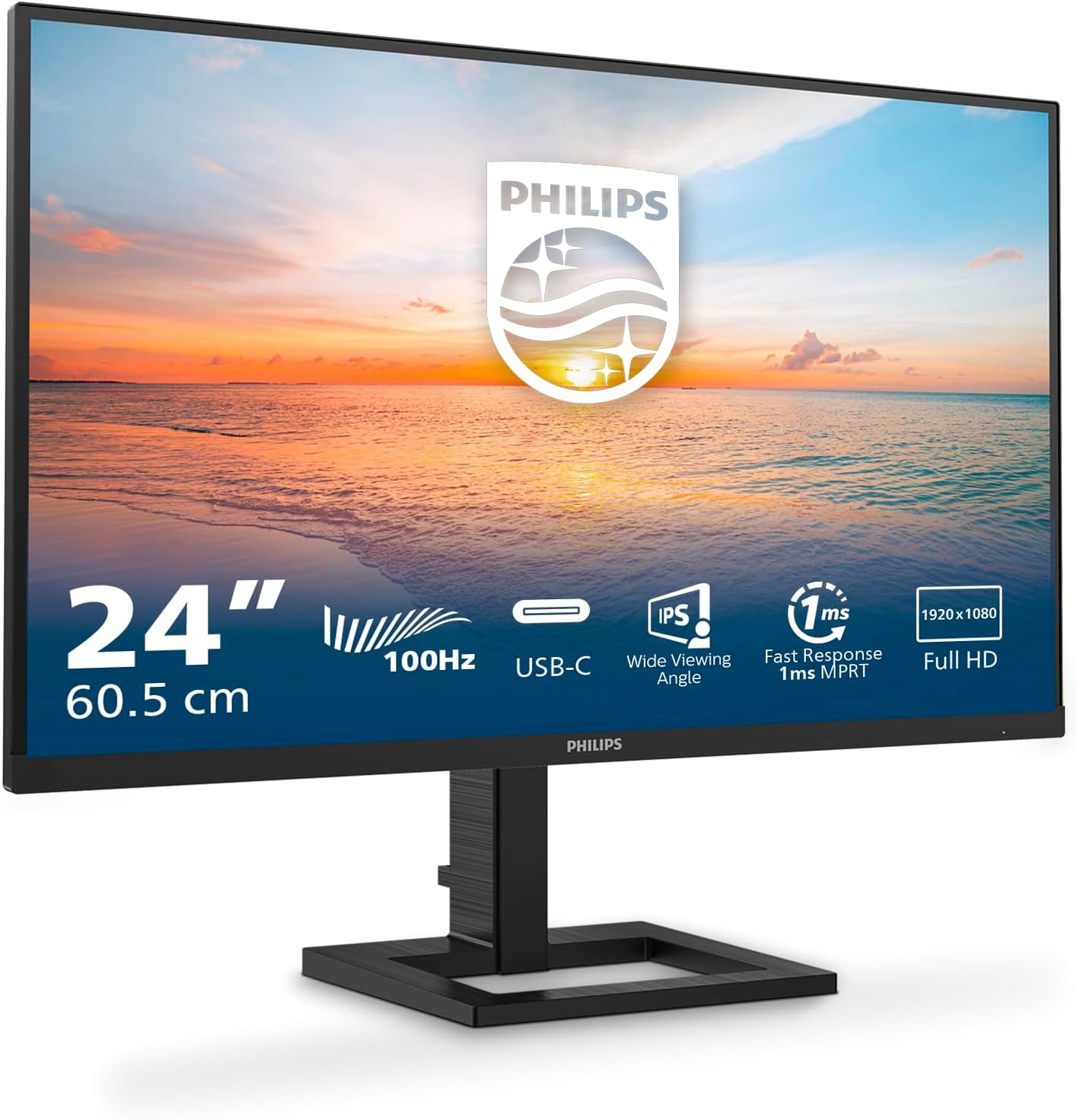 Monitor Profissional Philips 24E1N1300AE 23.8''/ Full HD/ Multimédia/ Regulável em altura/ Preto