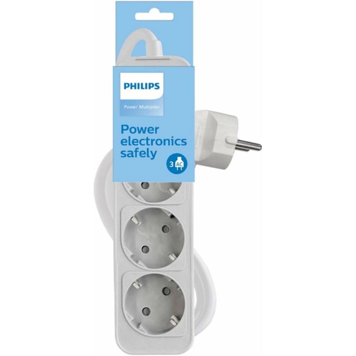 Régua com Interruptor Philips CHP2134W/12/ 3 Tomadas de Corrente/ Cabo 1.5m/ Branco