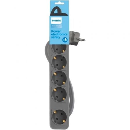Régua de Extensão com Interruptor Philips CHP2154G/12 5 Tomadas de Corrente/ Cabo 1.5m/ Cinzento - Imagem 2