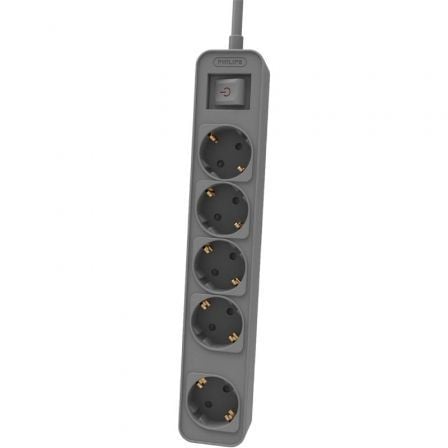 Régua de Extensão com Interruptor Philips CHP2154G/12 5 Tomadas de Corrente/ Cabo 1.5m/ Cinzento