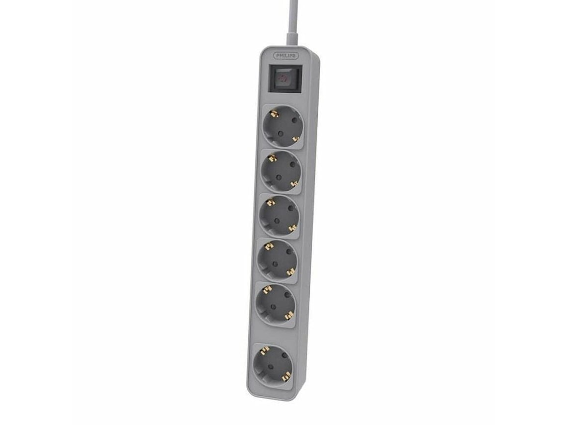 Régua com Interruptor Philips CHP2164G/10/ 6 Tomadas de Corrente/ Cabo 1.5m/ Cinzento