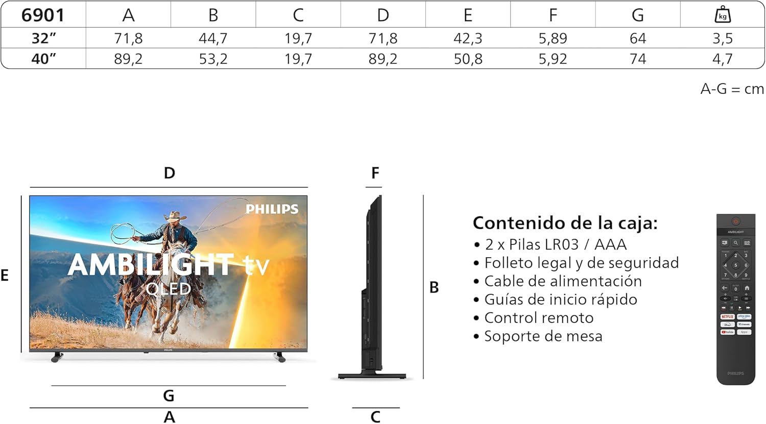 Televisor Philips 40PQS6901 40" QLED Full HD Ambilight Smart TV WiFi - Imagem 3