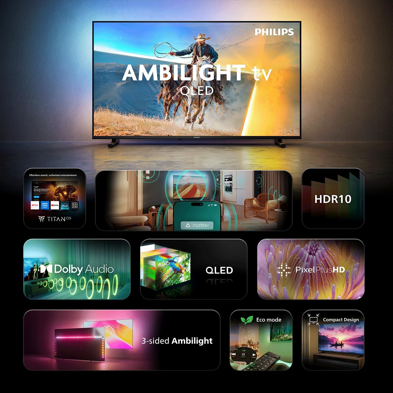 Televisor Philips 40PQS6901 40" QLED Full HD Ambilight Smart TV WiFi - Imagem 4