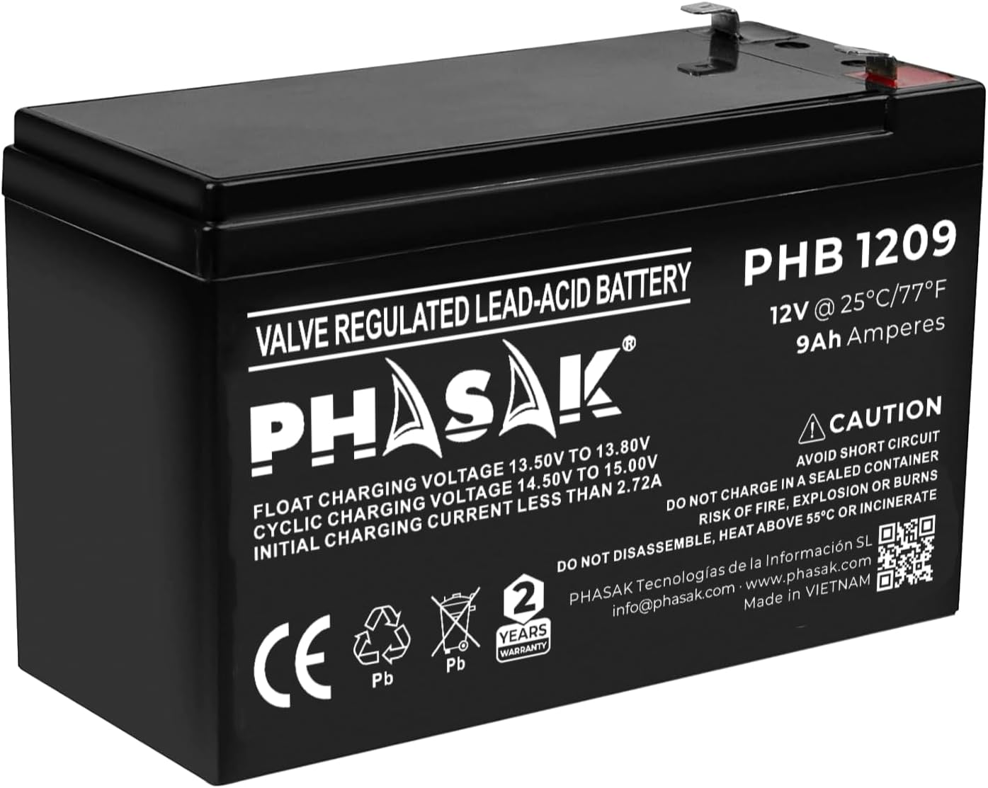 Bateria Phasak PHB 1209 compatível com SAI/UPS PHASAK conforme especificações - Imagem 4