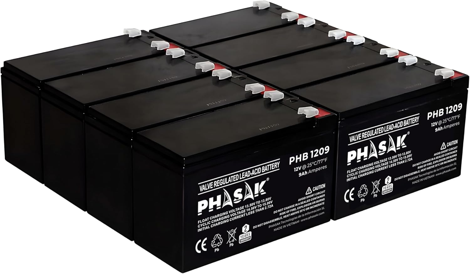 Bateria Phasak PHB 1209 compatível com SAI/UPS PHASAK conforme especificações - Imagem 2