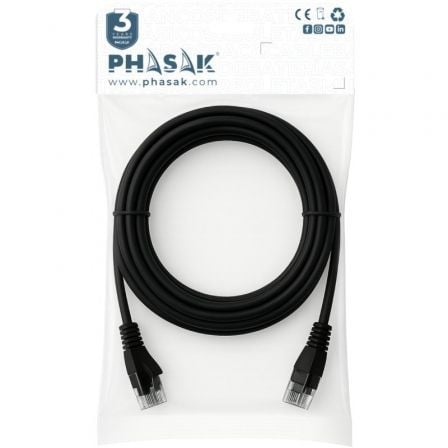 Cabo de Rede RJ45 UTP Phasak PHK 1852 Cat.6/ 25cm/ Preto - Imagem 3