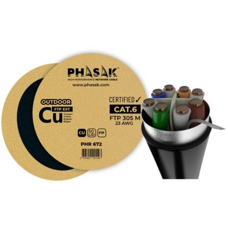 Bobina de Cabo RJ45 FTP Phasak PHR 672 Cat.6/ 305m/ Cinzento - Imagem 1