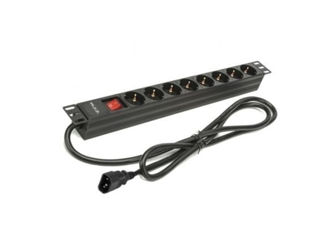 Régua de Extensão com Interruptor Phasak BNS 3535/ 8 Tomadas de Corrente/ Cabo 2m/ Preto