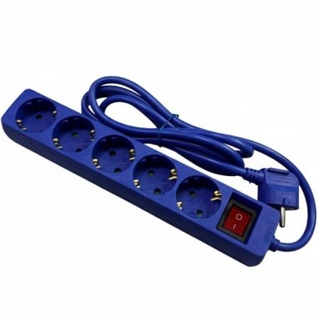 Régua de alimentação com Interruptor Phasak BN 0825/ 5 Tomadas de Corrente/ Cabo 1.8m/ Azul