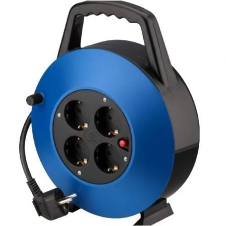 Extensão de enrolar Phasak BN 3411/ 4 Tomadas de Corrente/ Cabo 10m/ Azul