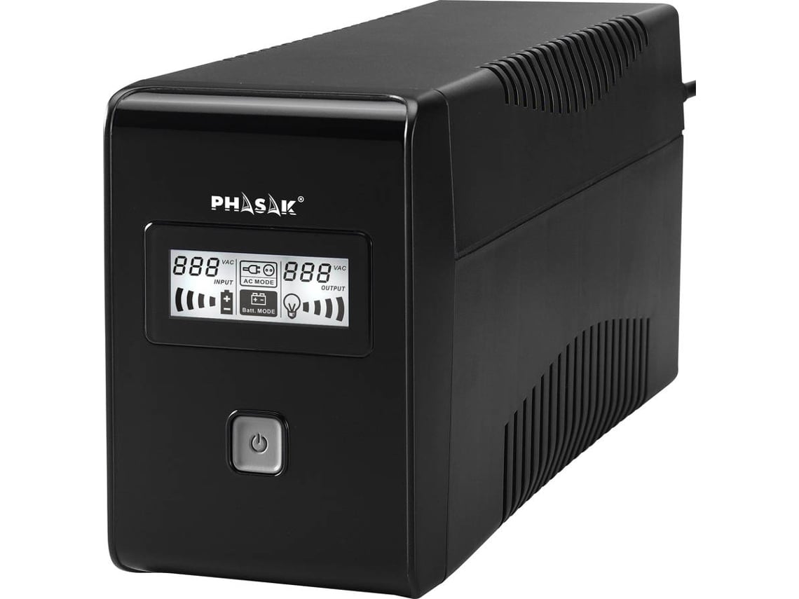 UPS Linha Interativa Phasak 600 VA LCD/ 600VA/ 2 Saídas/ Formato Torre