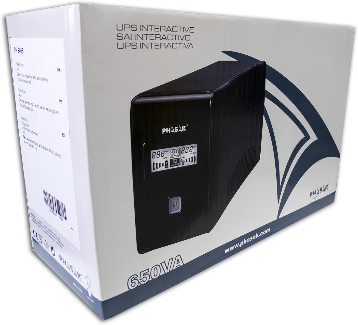 UPS Linha Interativa Phasak 650 VA LCD Interativa/ 650VA/ 2 Saídas/ Formato Torre - Imagem 3