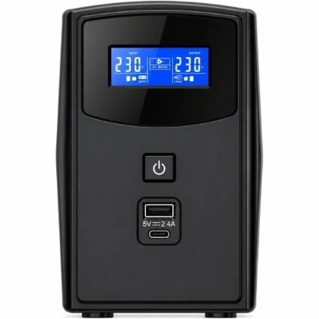 UPS (SAI) Phasak Sirius 800 VA 480W 2 Tomadas Schuko USB-C USB-A AVR Formato Torre - Imagem 3