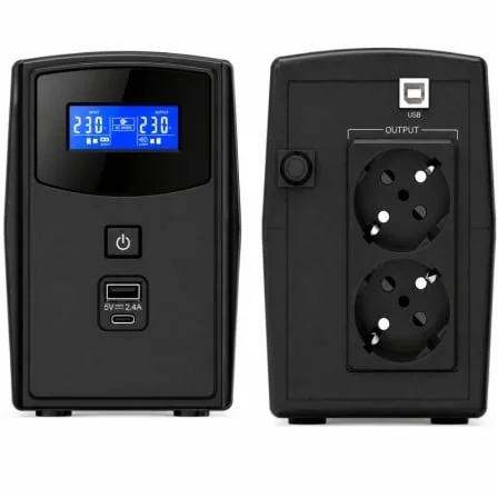 UPS (SAI) Phasak Sirius 800 VA 480W 2 Tomadas Schuko USB-C USB-A AVR Formato Torre - Imagem 2