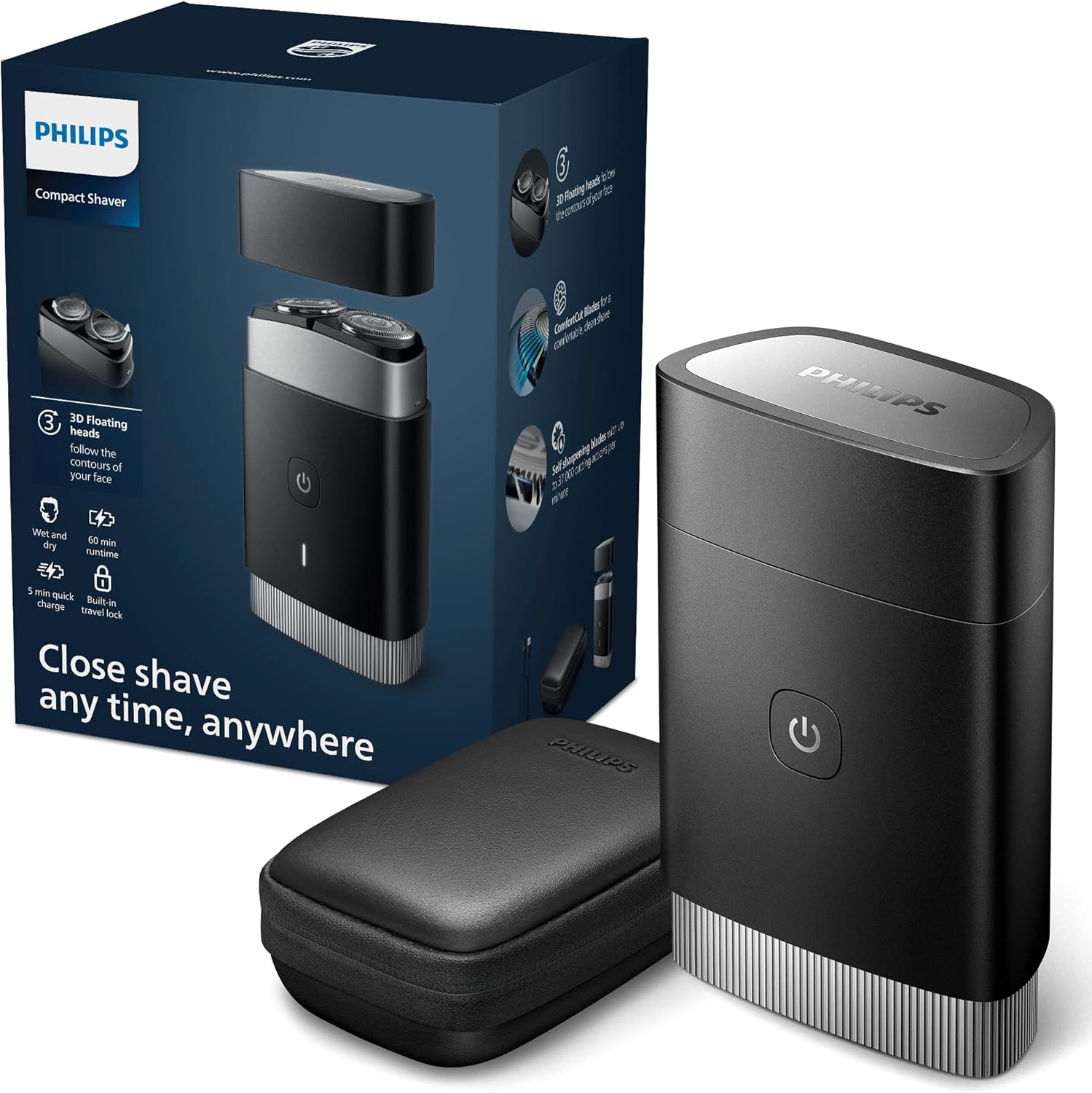 Máquina de Barbear Compacta Philips PQ888/06 com Bateria e 2 Acessórios