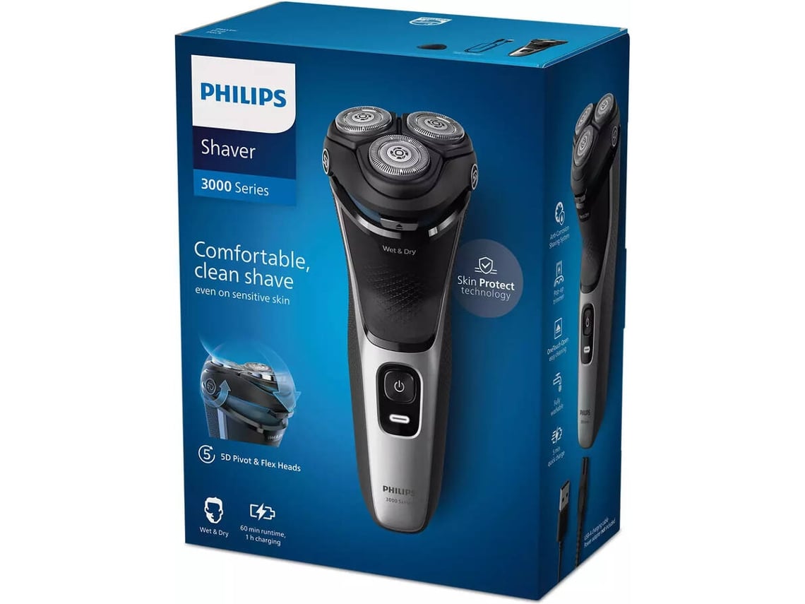 Máquina de Barbear Philips Shaver Series 3000 S3143/00/ com Bateria / 2 Acessórios - Imagem 3