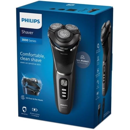 Máquina de Barbear Philips Shaver Series 3000 S3343/13 Wet & Dry Cabeças 5D Autonomia 60min com 4 Acessórios - Imagem 4