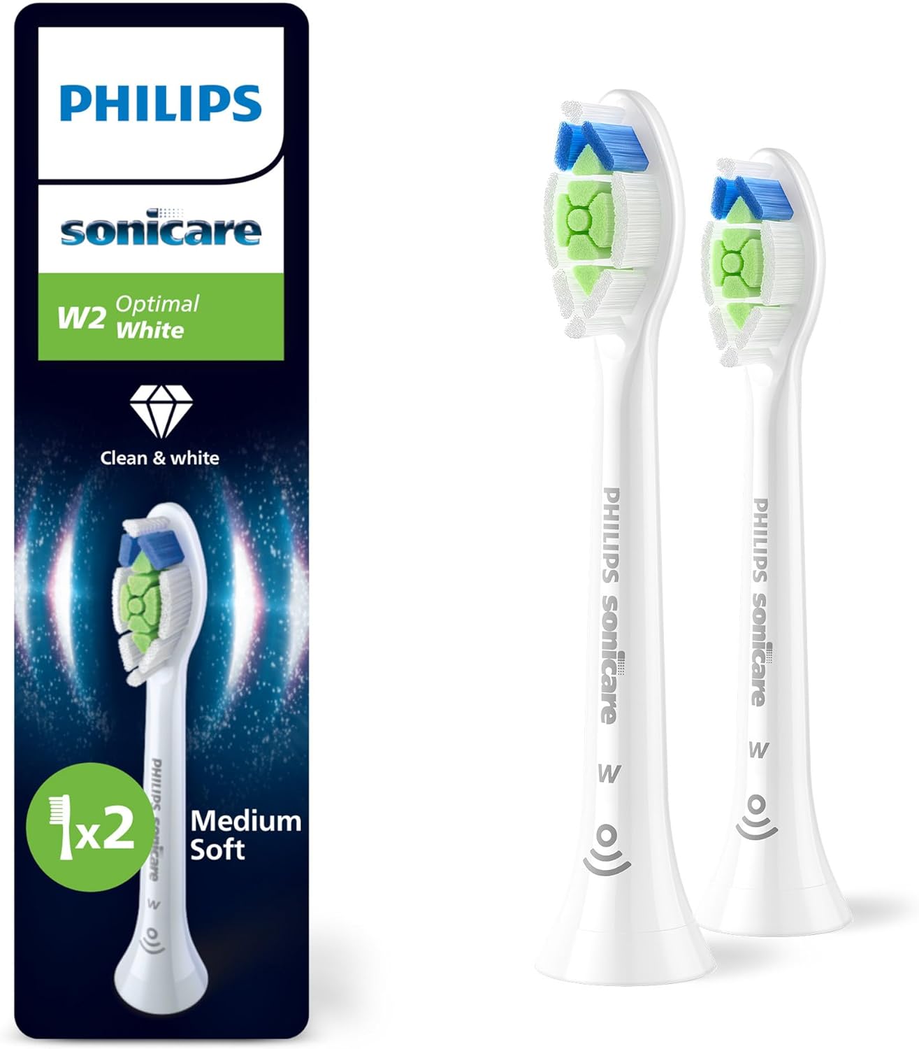 Cabeças de Substituição Philips Sonicare HX6062/87 Pack 2 Unidades Branqueamento Cerdas em Diamante Branco