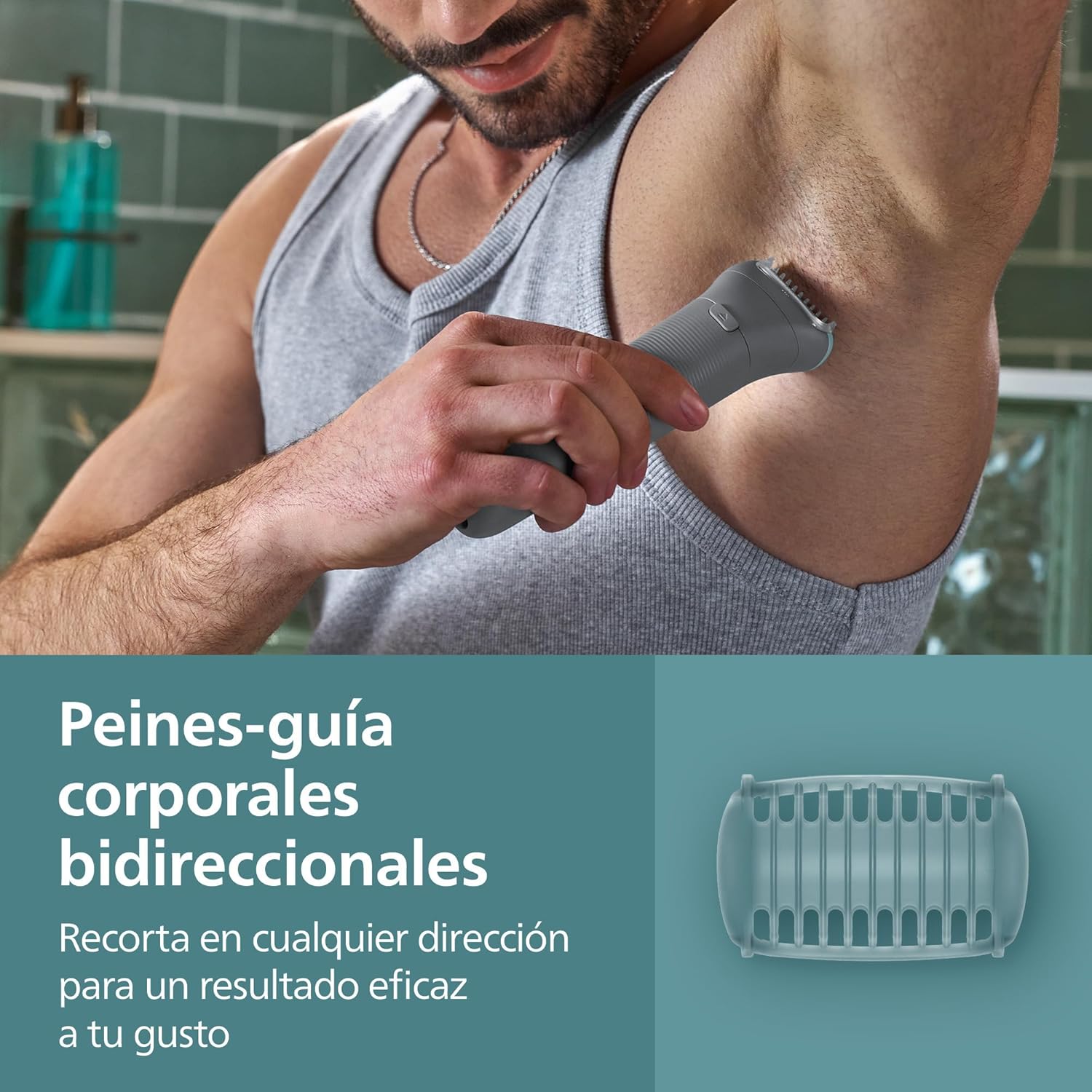 Aparador Corporal Philips Series 3000 BG3480/15 100% Impermeável Bateria 2 Pentes-Guia - Imagem 6