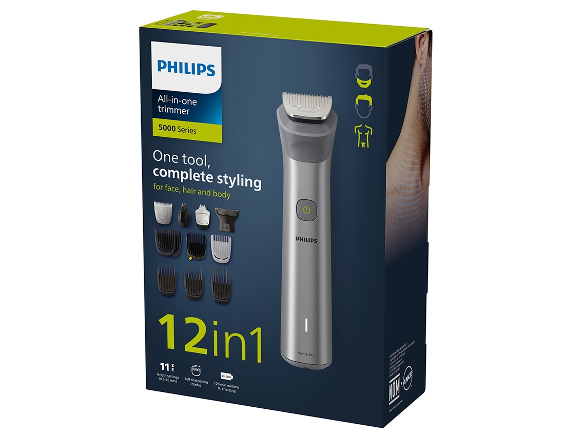 Aparador de Pelo Multigroom Série 5000 Philips MG5940 com Bateria/ 12 Acessórios - Imagem 8