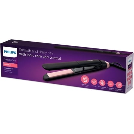 Alisador de Cabelo Philips StraightCare Essential BHS378 ThermoProtect Iónico Placas Queratina 160°C-230°C Preto - Imagem 4