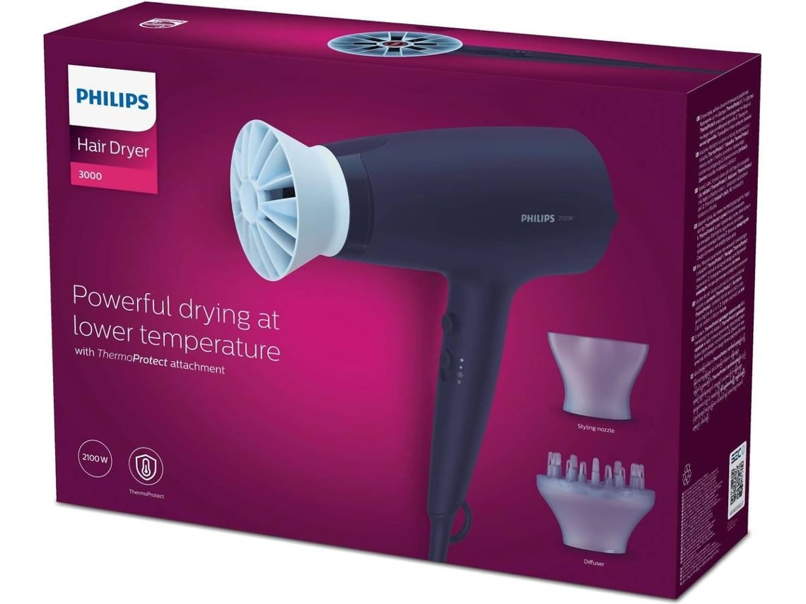 Secador Philips Série 3000 BHD360/ 2100W/ Iónico/ Azul/ 3 Acessórios - Imagem 8