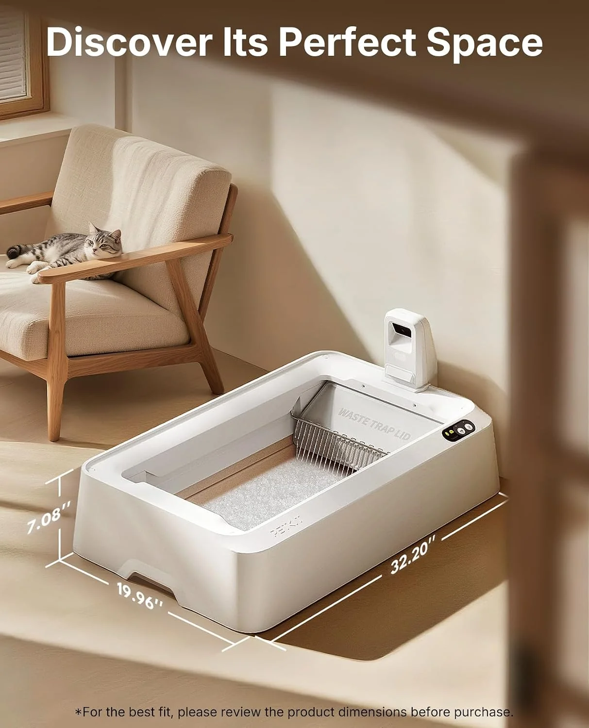 Caixa de Areia Automática PETKIT PuroBot Crystal Duo com Câmara IA Controlo APP Branco - Imagem 9