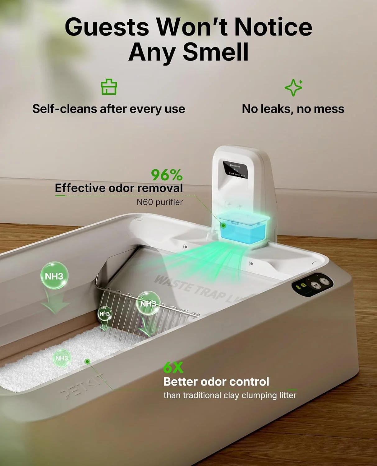 Caixa de Areia Automática PETKIT PuroBot Crystal Duo com Câmara IA Controlo APP Branco - Imagem 5