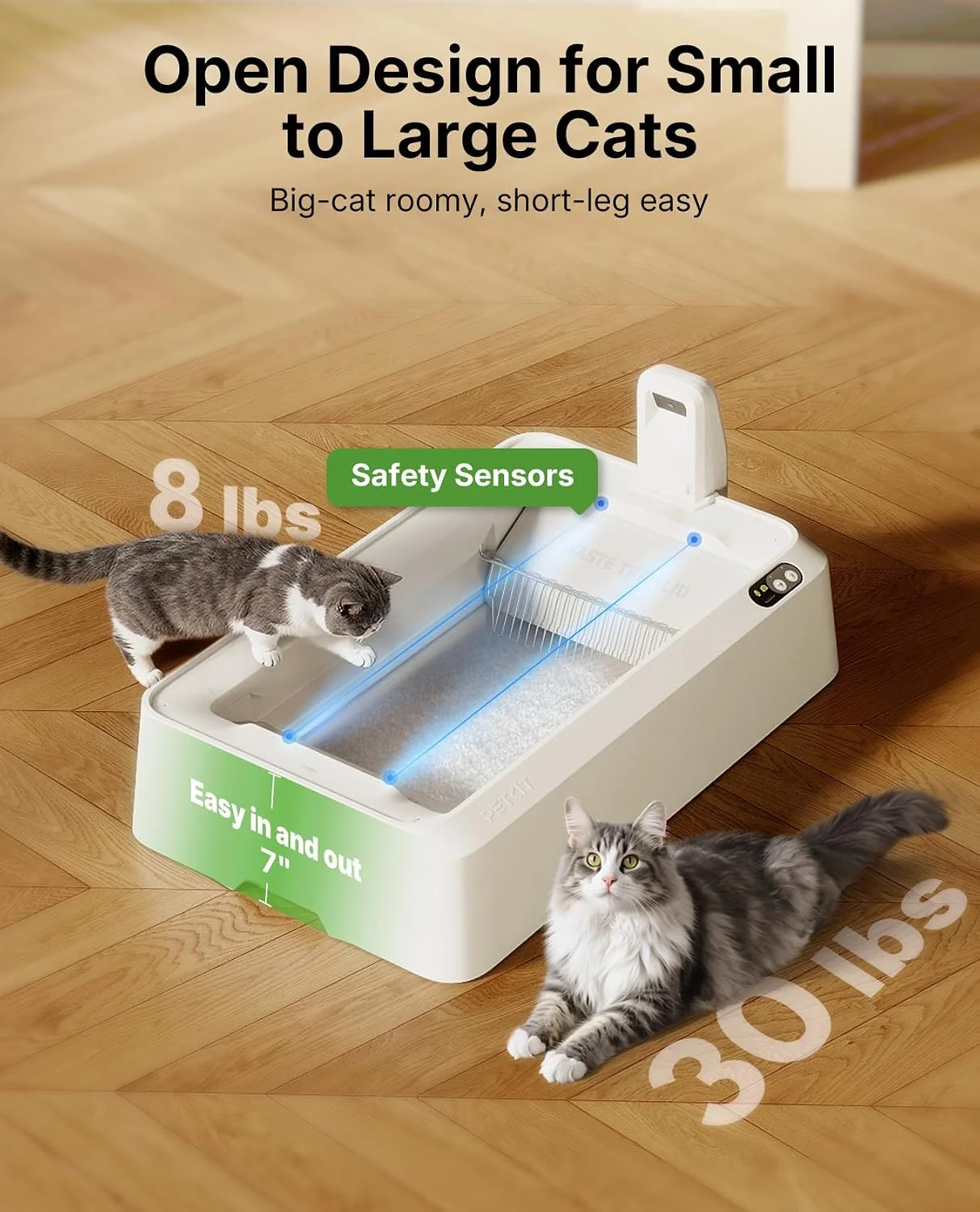 Caixa de Areia Automática PETKIT PuroBot Crystal Duo com Câmara IA Controlo APP Branco - Imagem 8