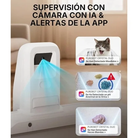 Areiro Automático PetKit PuroBot Crystal Duo com Câmara IA e Controlo via App Branco - Imagem 4