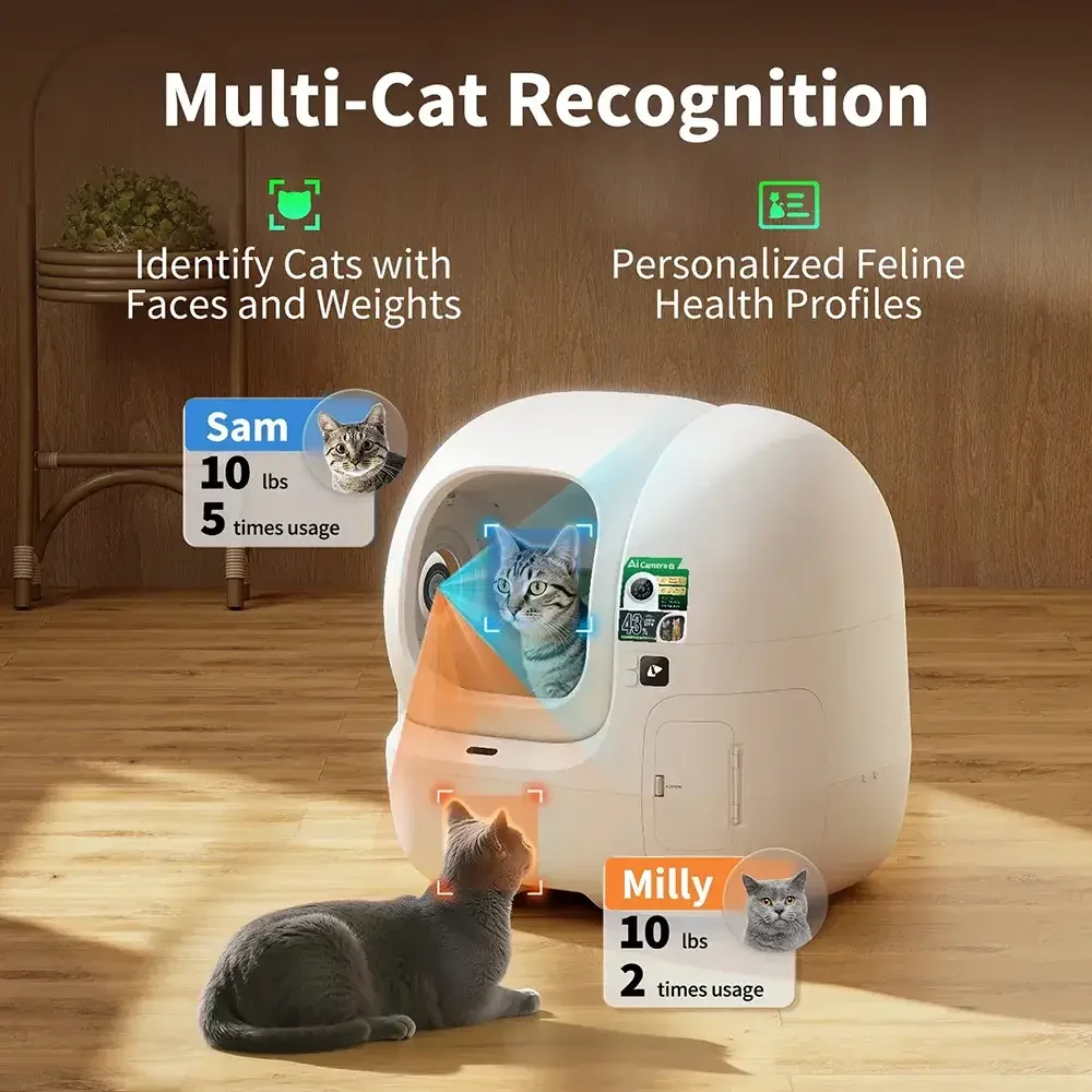 Areiro Automático para Gatos PETKIT PuroBot Max Pro 2 76L Câmara IA Controlo App Branco - Imagem 5