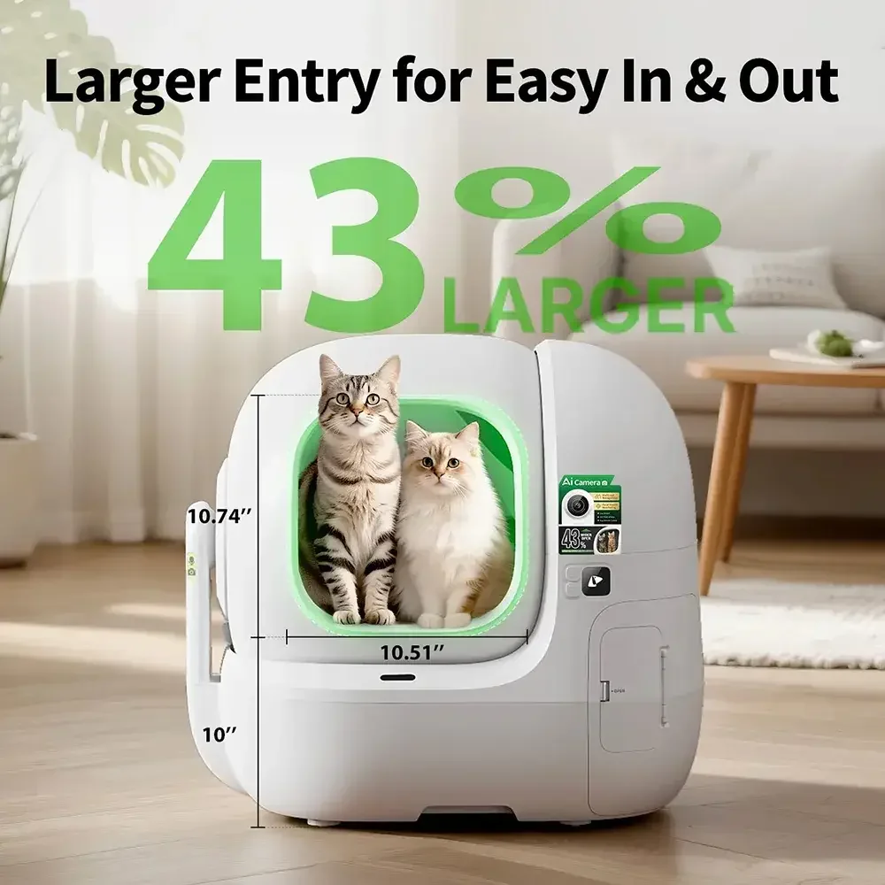 Areiro Automático para Gatos PETKIT PuroBot Max Pro 2 76L Câmara IA Controlo App Branco - Imagem 3