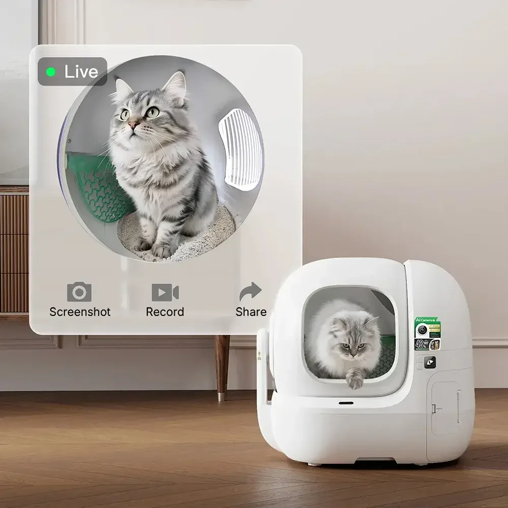Areiro Automático para Gatos PETKIT PuroBot Max Pro 2 76L Câmara IA Controlo App Branco - Imagem 2