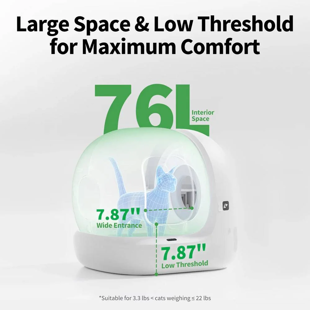 Caixa de Areia Autolimpável PETKIT PURA MAX 2 76L Controlo App xSecure Branco Mate - Imagem 4