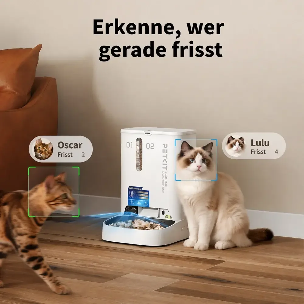 Alimentador Automático Inteligente PETKIT YumShare Dual-Hopper com Câmara HD e Microfone - Imagem 3