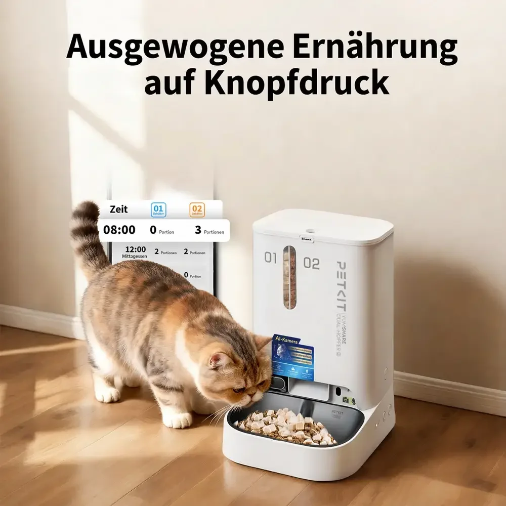 Alimentador Automático Inteligente PETKIT YumShare Dual-Hopper com Câmara HD e Microfone - Imagem 8