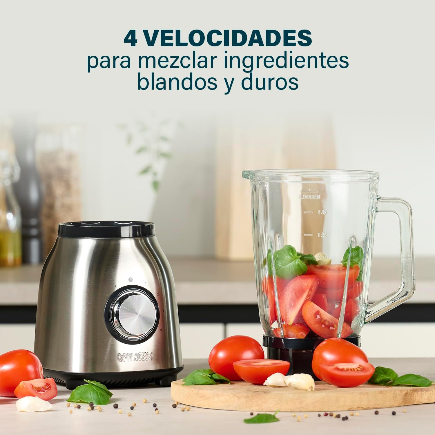 Liquidificadora Princess 212091 1000W 1.5L 4 Velocidades Jarro de Vidro Inox - Imagem 3
