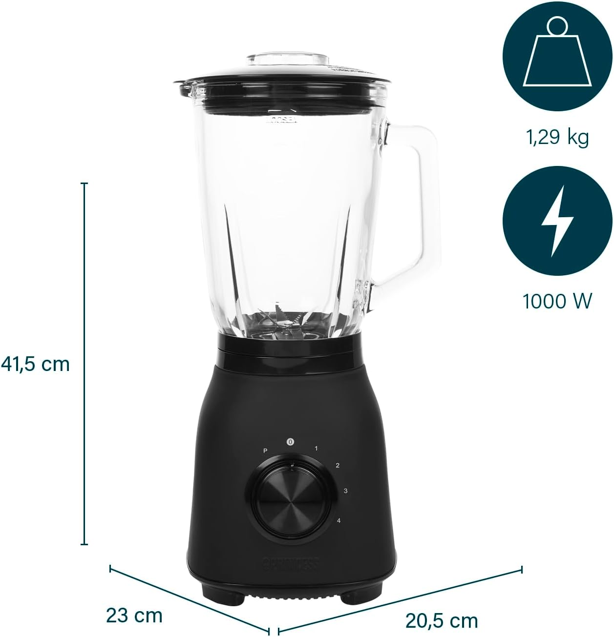 Batedeira de copo Princess Black Steel 212092/ 1000W/ 4 Velocidades/ Capacidade 1.5L - Imagem 7